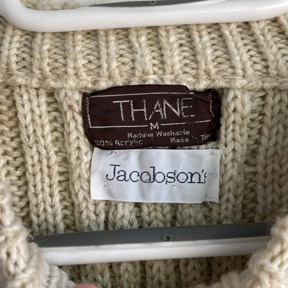 Cream Vintage Fisherman chunky Cable Knit Sweater fall coastal outdoor oversized - Picture 4 of 6